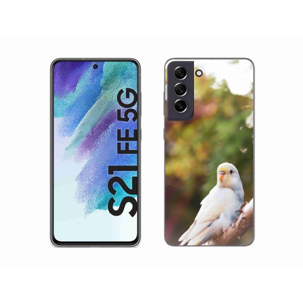 Zselés borítás mmCase Samsung Galaxy S21 FE - papagáj andulka fehér