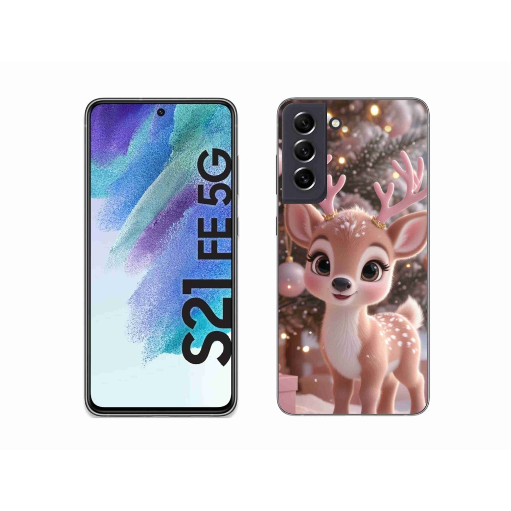 Zselés borítás mmCase Samsung Galaxy S21 FE - aranyos rénszarvashoz