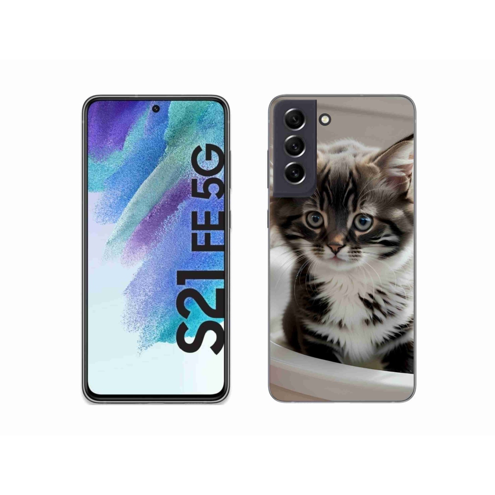 Gél borítás mmCase Samsung Galaxy S21 FE készülékhez - kíváncsi cica