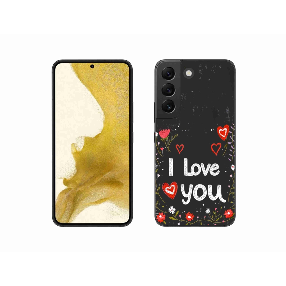 Gél borítás mmCase Samsung Galaxy S22 5G - I love you fekete háttérrel