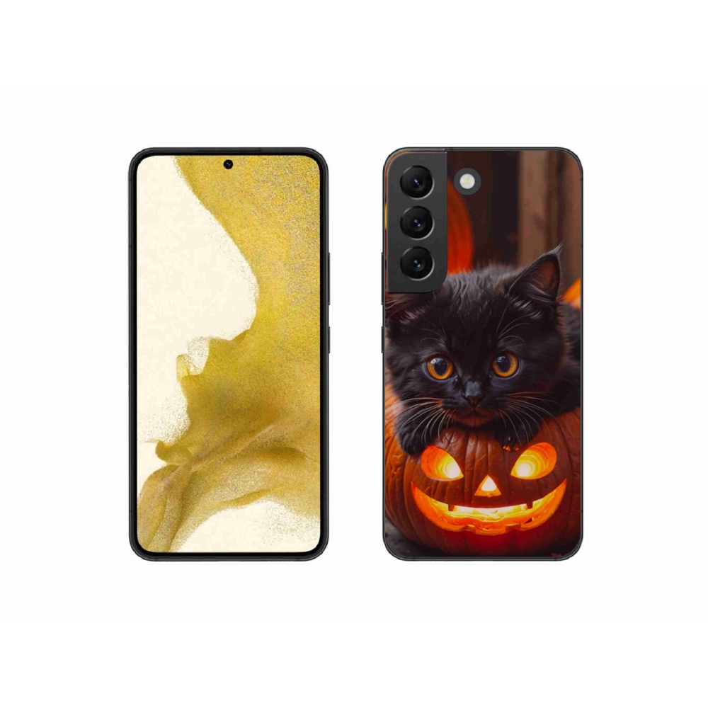 Gél borítás mmCase Samsung Galaxy S22 5G - cica és tök - Samsung Galaxy S22 5G számára