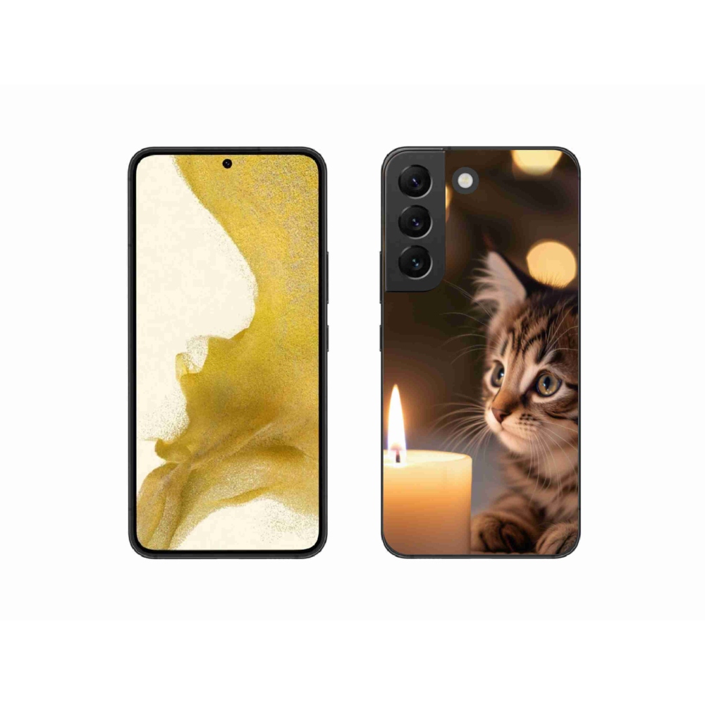Gél borító mmCase Samsung Galaxy S22 5G - cica és gyertya - Samsung Galaxy S22 5G számára