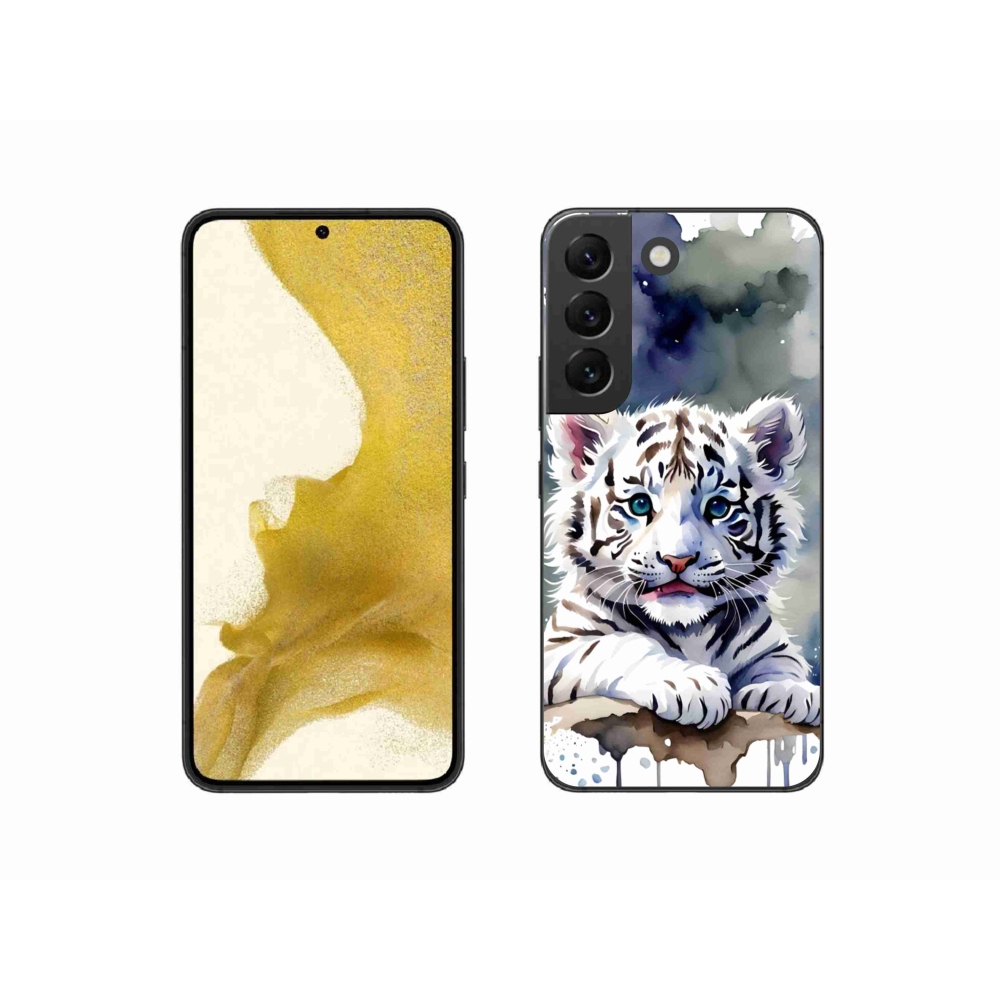 Gél borítás mmCase Samsung Galaxy S22 5G - fehér tigriskölyökhöz