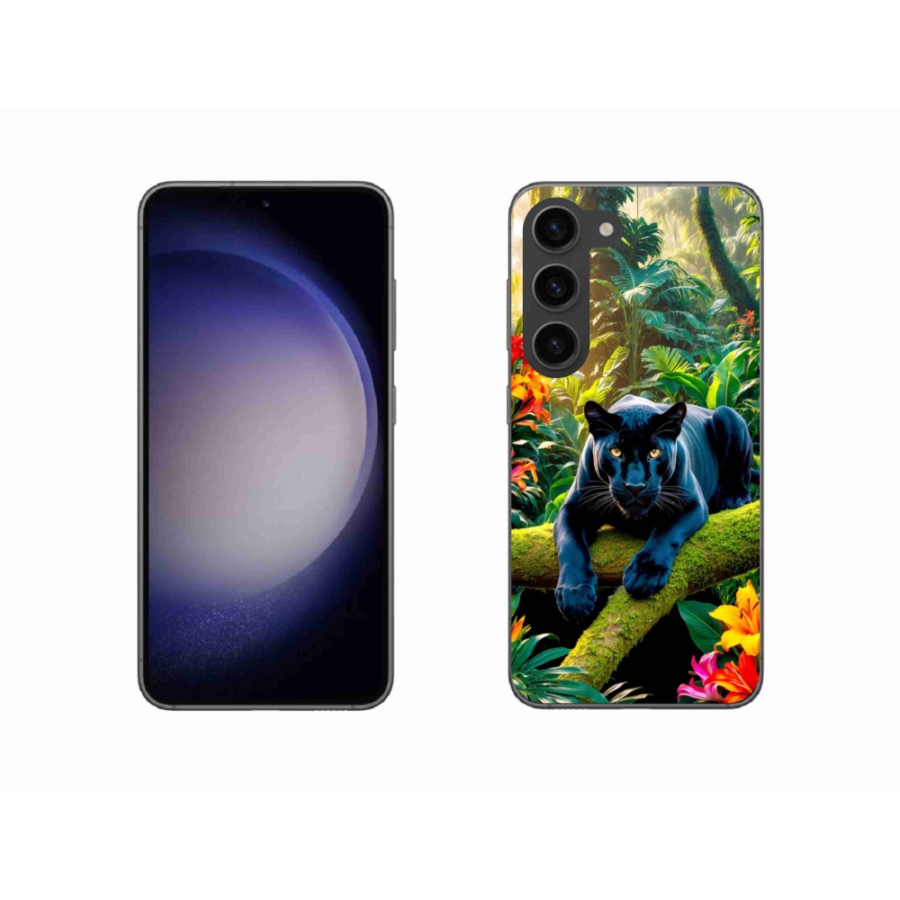 Gél borítás mmCase Samsung Galaxy S23 5G - fekete párduc a dzsungelben