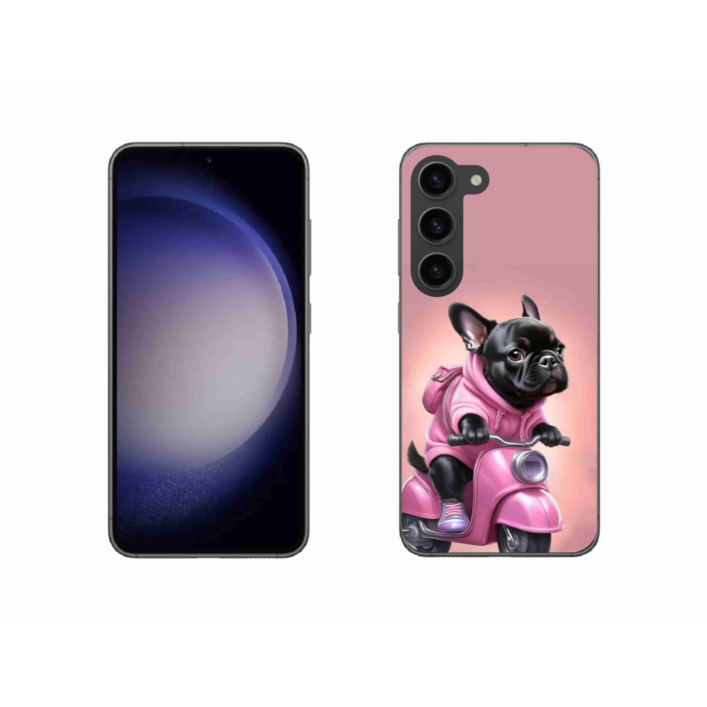 Gél borítás mmCase Samsung Galaxy S23 5G - Francia bulldog egy robogón