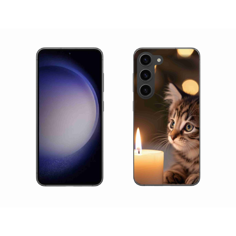 Gél borító mmCase Samsung Galaxy S23 5G - cica és gyertya - Samsung Galaxy S23 5G számára