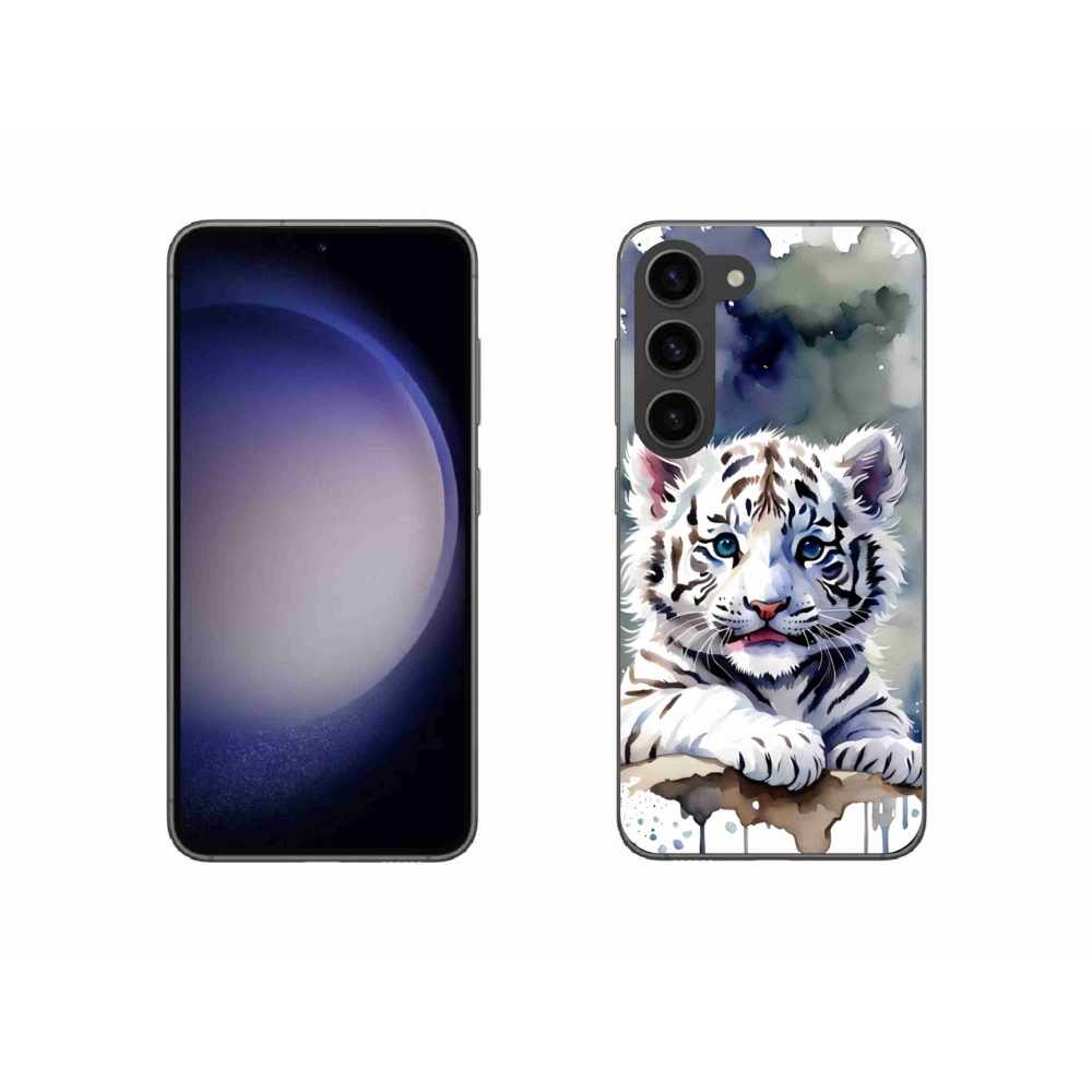 Zselés borítás mmCase Samsung Galaxy S23 5G - fehér tigriskölyökhöz