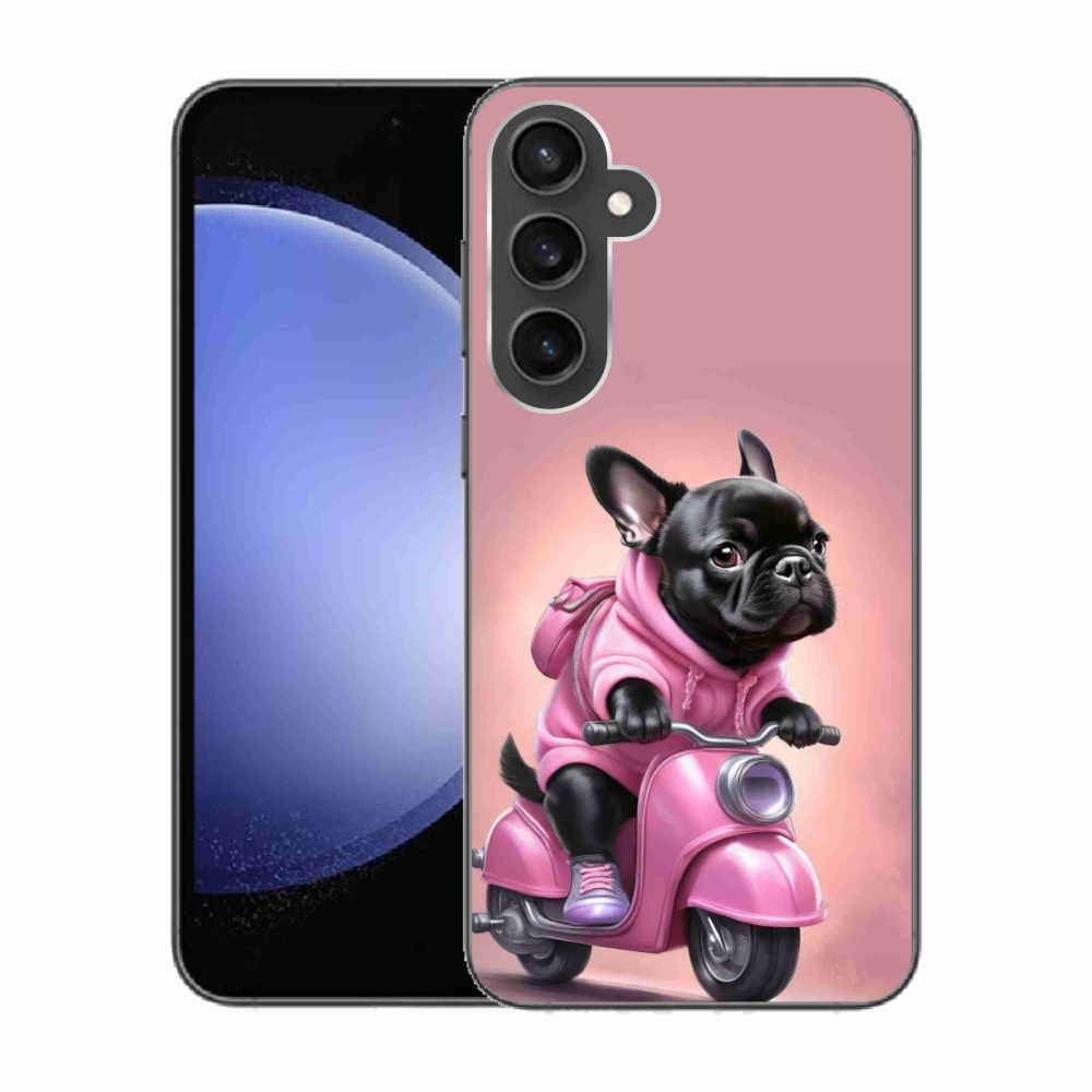 Gél borítás mmCase Samsung Galaxy S23 FE - Francia bulldog egy robogón