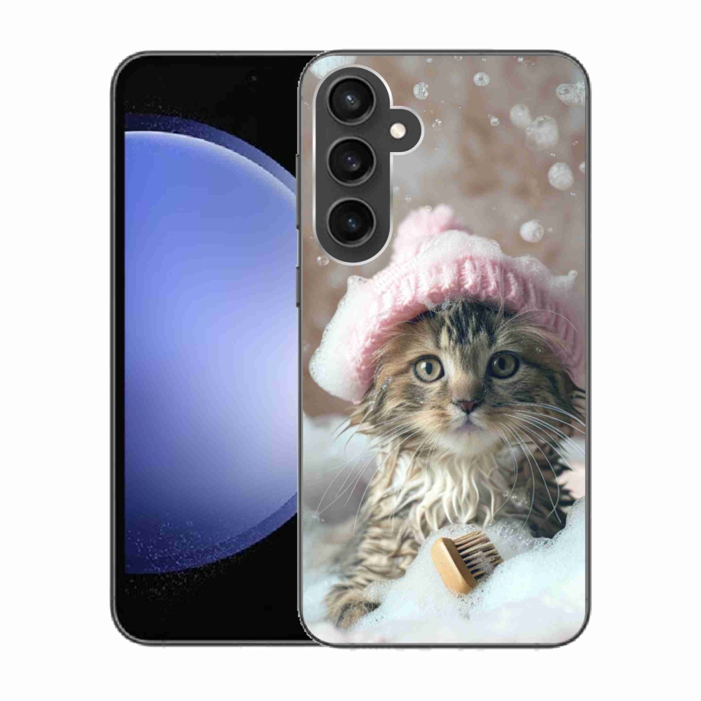 Gél borítás mmCase Samsung Galaxy S23 FE készülékhez - cica és fürdőkád