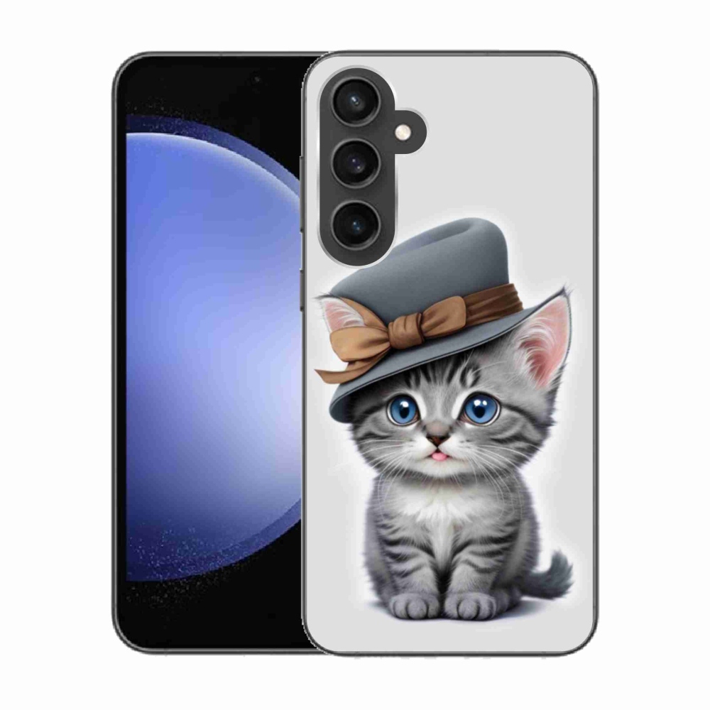 Gél borítás mmCase Samsung Galaxy S23 FE készülékhez - cica sapkával