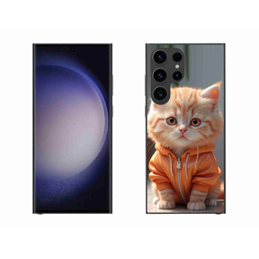 Zselés borítás mmCase Samsung Galaxy S23 Ultra 5G - cica melegítőfelsőben