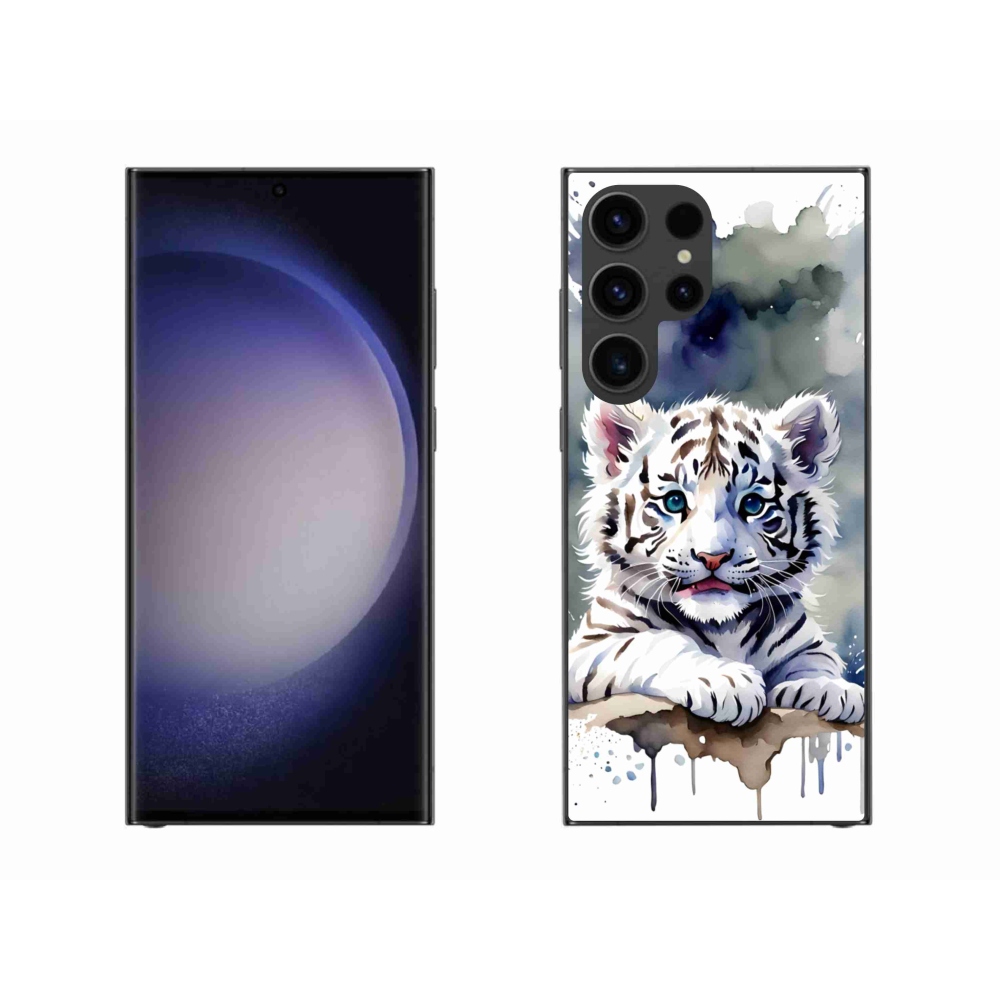 Zselés borítás mmCase Samsung Galaxy S23 Ultra 5G - fehér tigriskölyökhöz