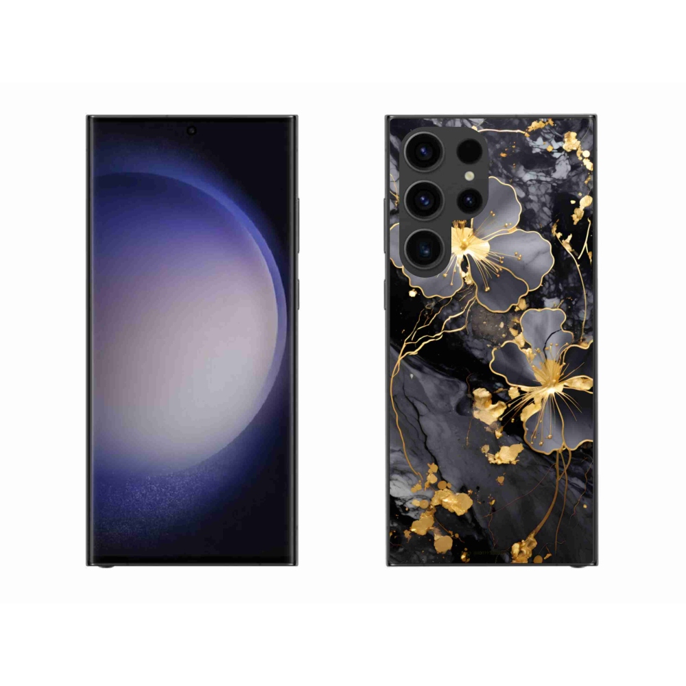 Gél védőhuzat mmCase Samsung Galaxy S23 Ultra 5G - arany virágok
