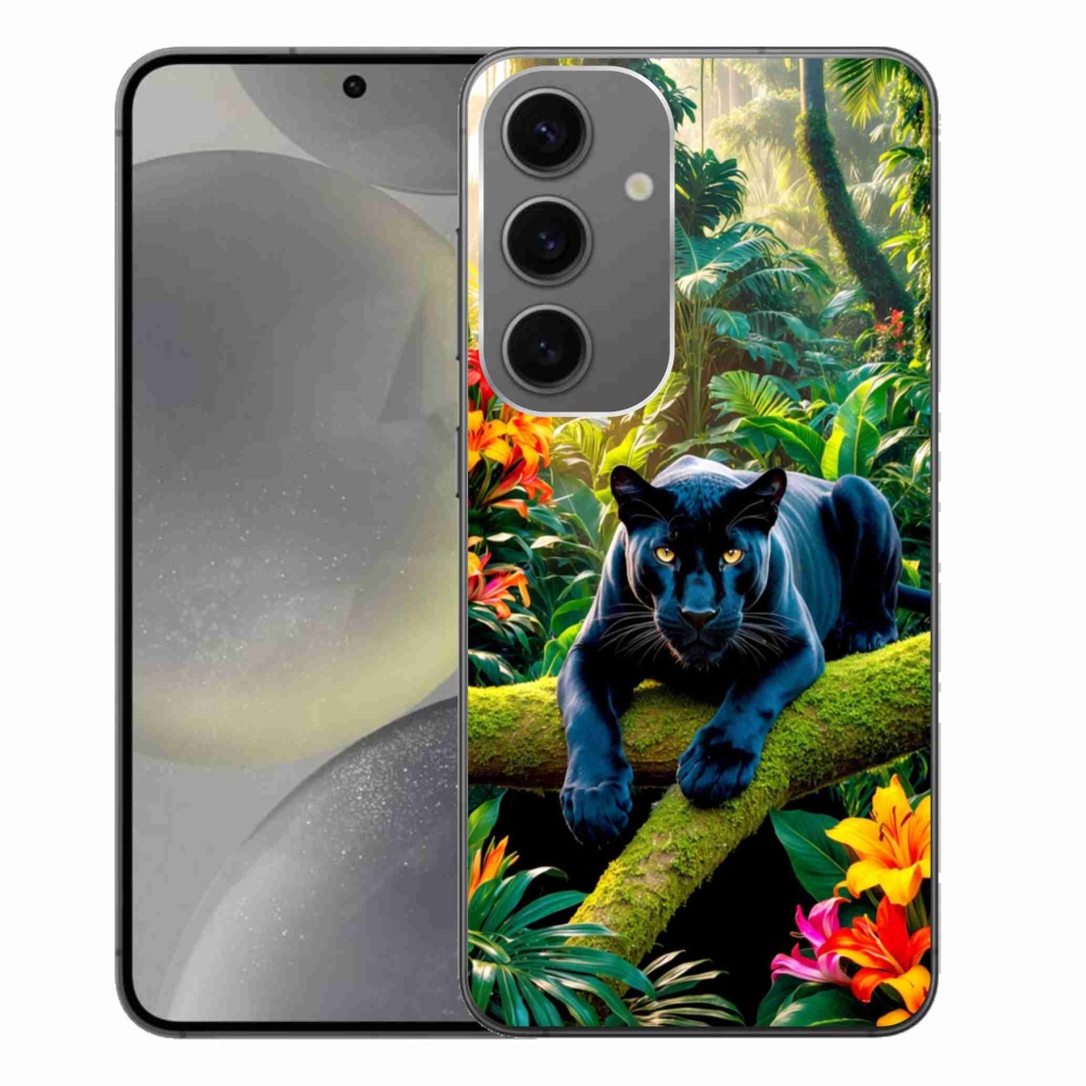 Zselés borítás mmCase Samsung Galaxy S24+ készülékhez - fekete párduc a dzsungelben