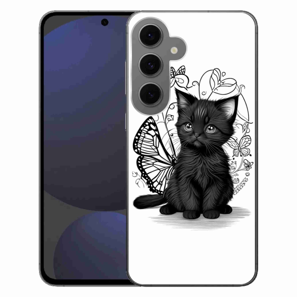 Gél védőhuzat mmCase Samsung Galaxy S24 FE készülékhez - fekete cica