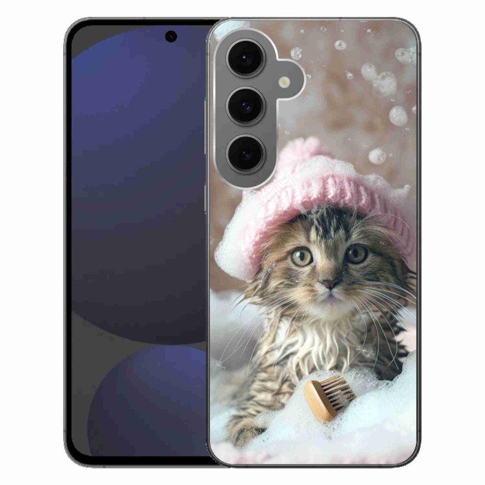 Gél borítás mmCase Samsung Galaxy S24 FE készülékhez - cica és fürdőkád