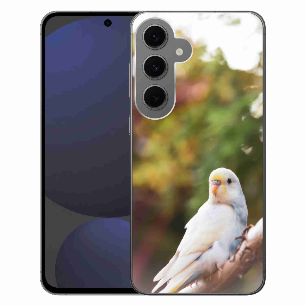 Zselés borítás mmCase Samsung Galaxy S24 FE - papagáj és fehér