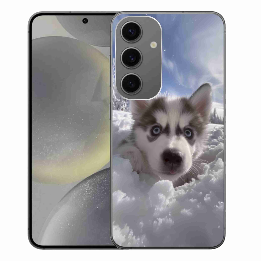 Gél borítás mmCase Samsung Galaxy S24+ készülékhez - husky a hóban