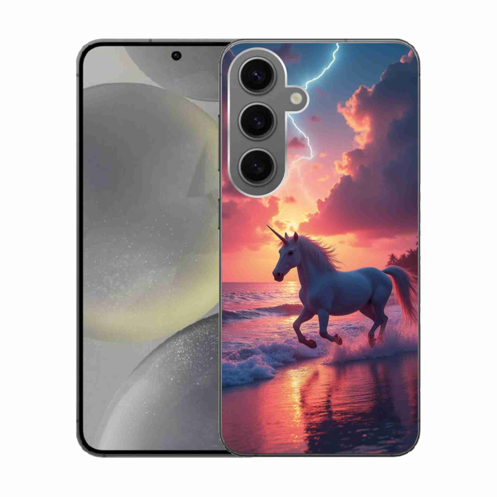 Zselés borítás mmCase Samsung Galaxy S24 készülékhez - egyszarvú a tengerparton