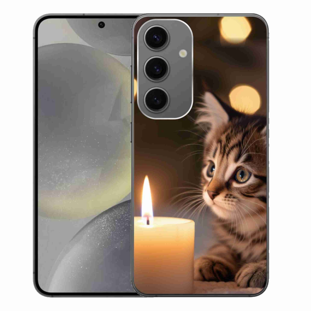 Gél borítás mmCase Samsung Galaxy S24+ készülékhez - cica és gyertya
