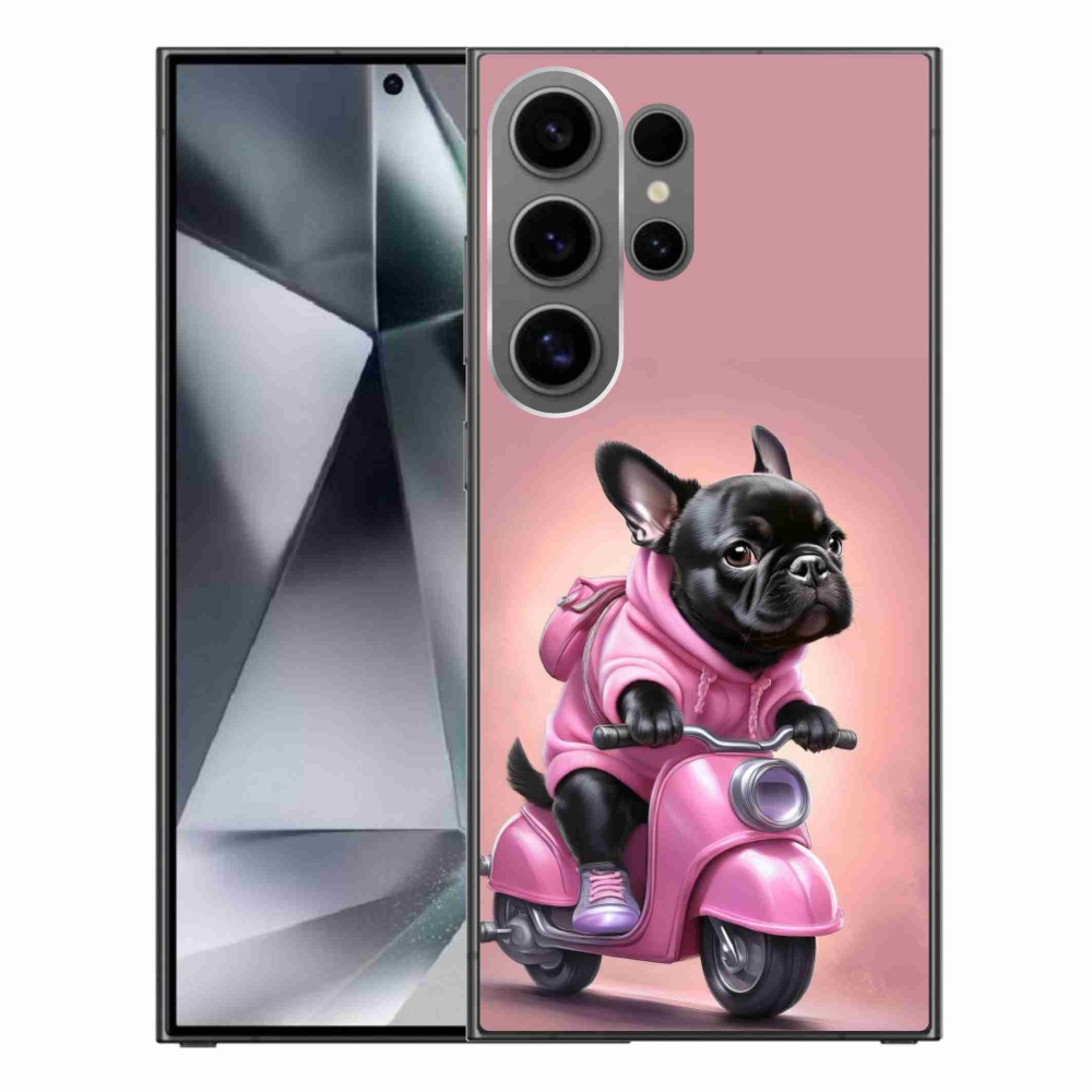 Gél borítás mmCase Samsung Galaxy S24 Ultra készülékhez - Francia bulldog egy robogón