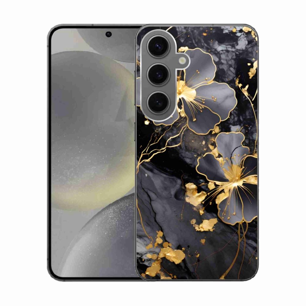 Zselés borítás mmCase Samsung Galaxy S24 készülékhez - arany virágok