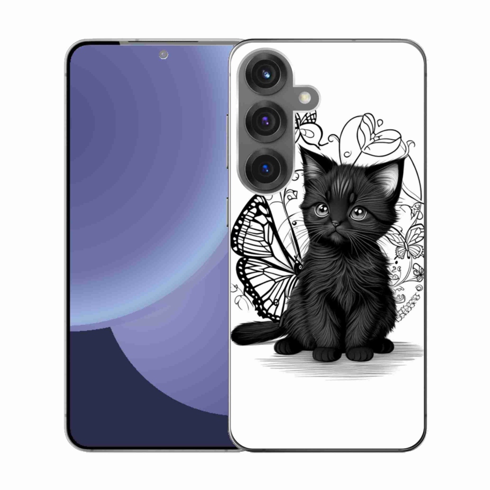 Gél védőhuzat mmCase Samsung Galaxy S25 készülékhez - fekete cica