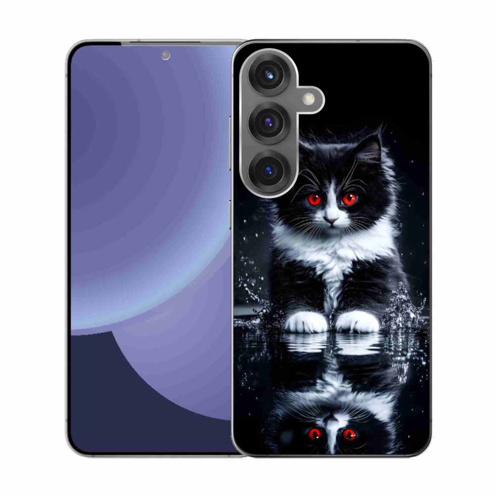 Zselés borítás mmCase Samsung Galaxy S25 készülékhez - fekete-fehér cica