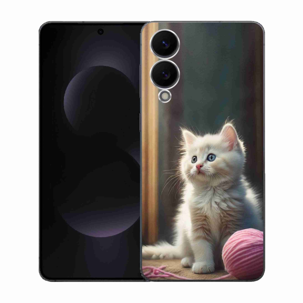 Gél védőhuzat mmCase Samsung Galaxy S25 Edge készülékhez - fehér cica 2