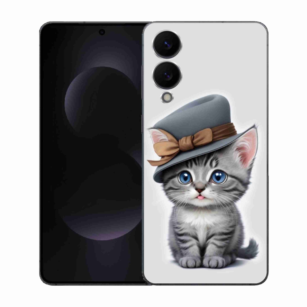 Gél borítás mmCase Samsung Galaxy S25 Edge készülékhez - cica sapkával