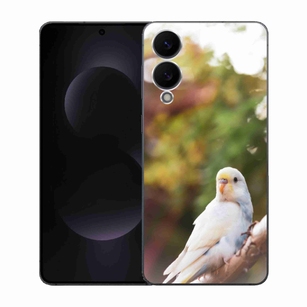 Zselés borítás mmCase Samsung Galaxy S25 Edge készülékhez - papagáj andulka fehér