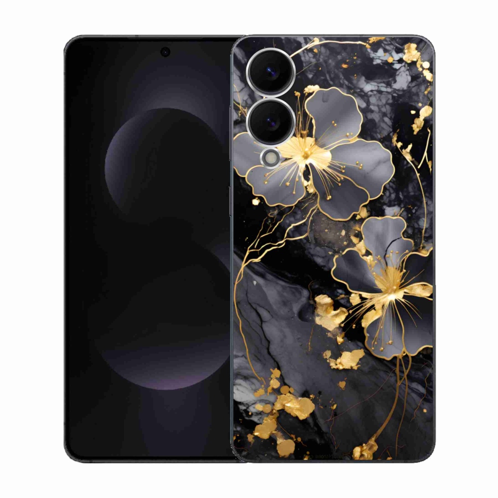 Gél borítás mmCase Samsung Galaxy S25 Edge készülékhez - arany virágok