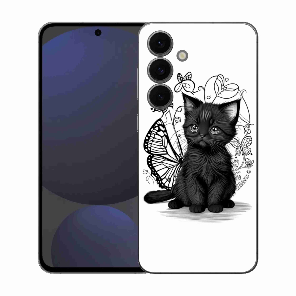 Gél védőhuzat mmCase Samsung Galaxy S25 FE készülékhez - fekete cica