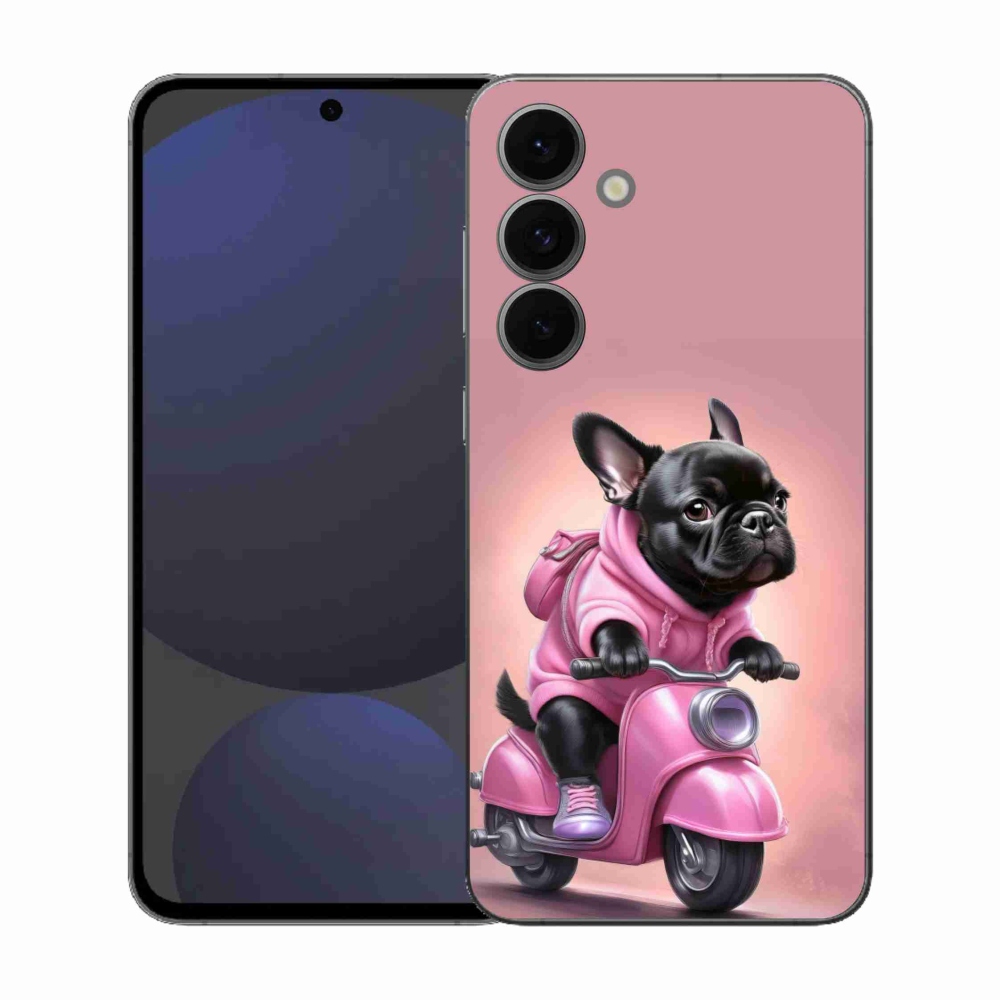 Zselés borítás mmCase Samsung Galaxy S25 FE - Francia bulldog egy robogón