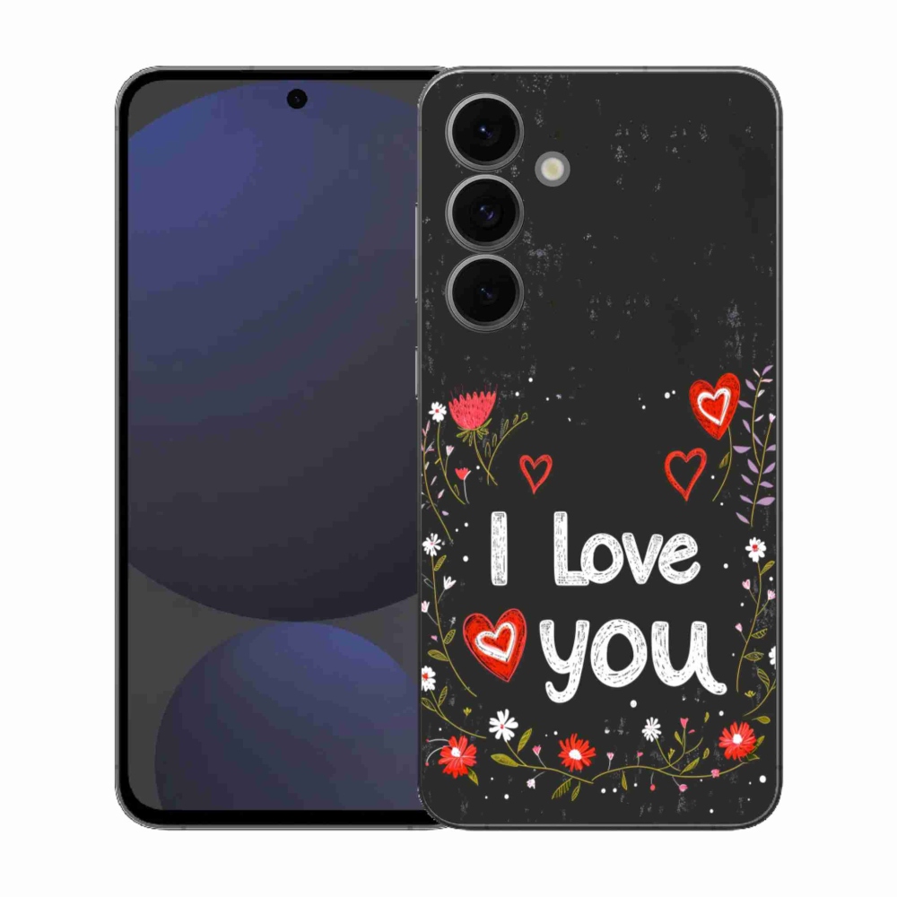 Gél borítás mmCase Samsung Galaxy S25 FE - I love you fekete háttérrel