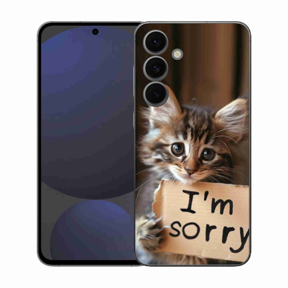 Zselés borítás mmCase Samsung Galaxy S25 FE - macska bocsánatkérése