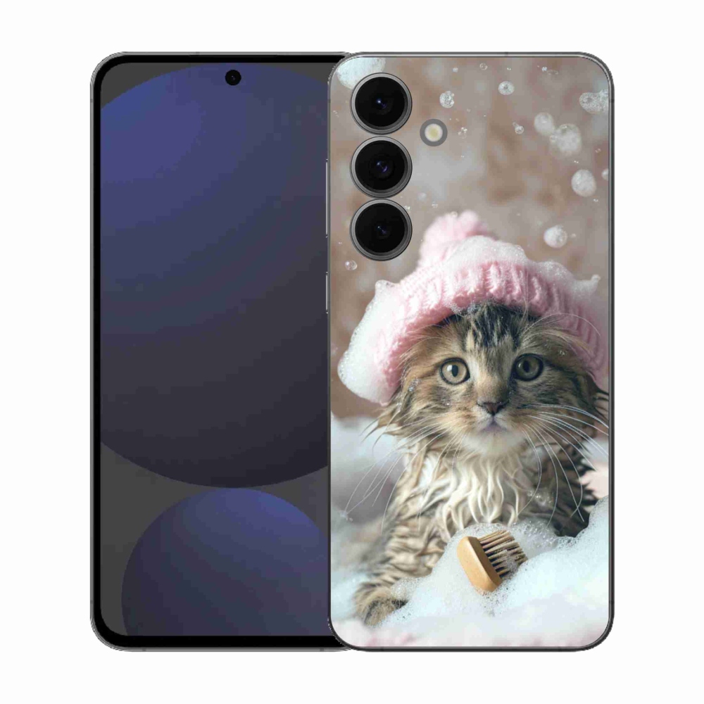 Gél borítás mmCase Samsung Galaxy S25 FE készülékhez - cica és fürdőkád