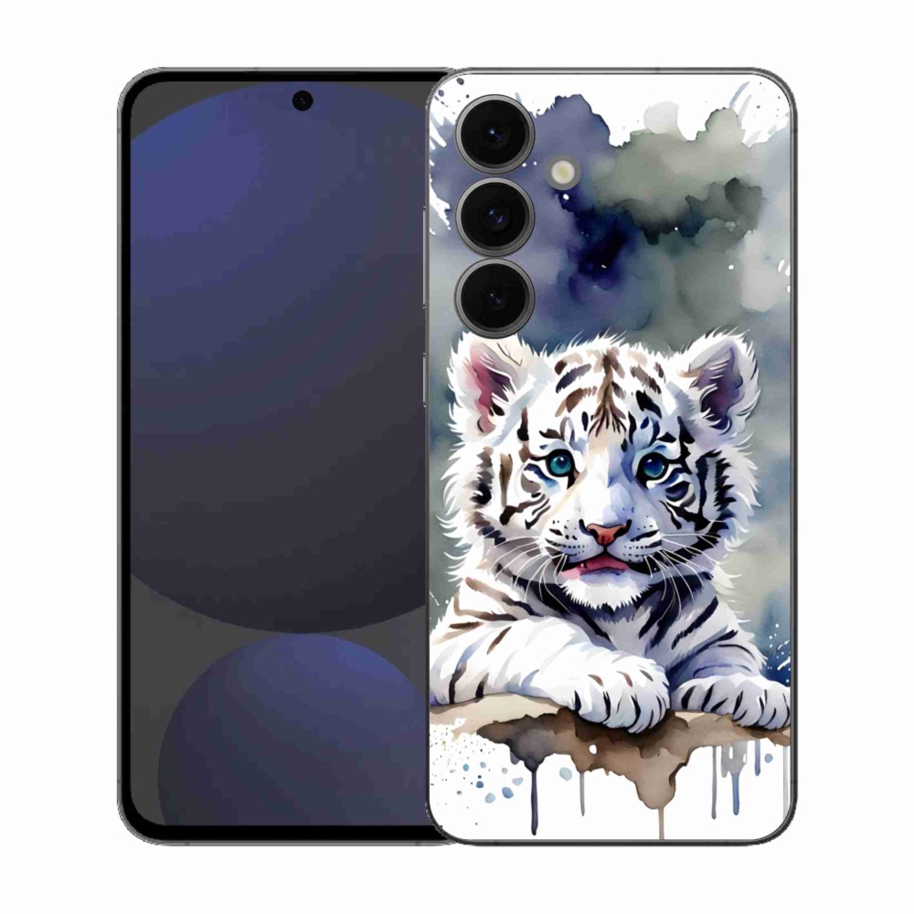 Zselés borítás mmCase Samsung Galaxy S25 FE - fehér tigriskölyökhöz