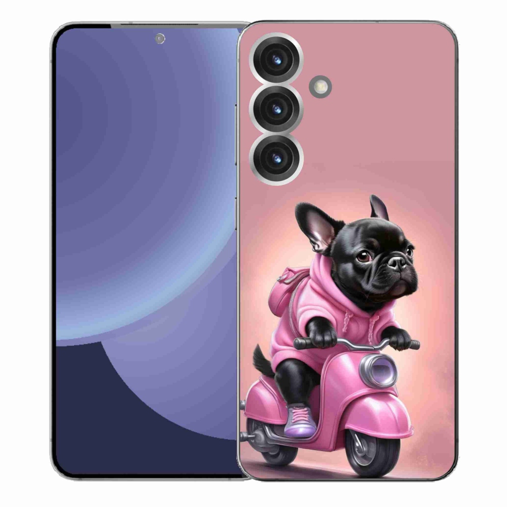 Gél borítás mmCase Samsung Galaxy S25+ készülékhez - Francia bulldog egy robogón