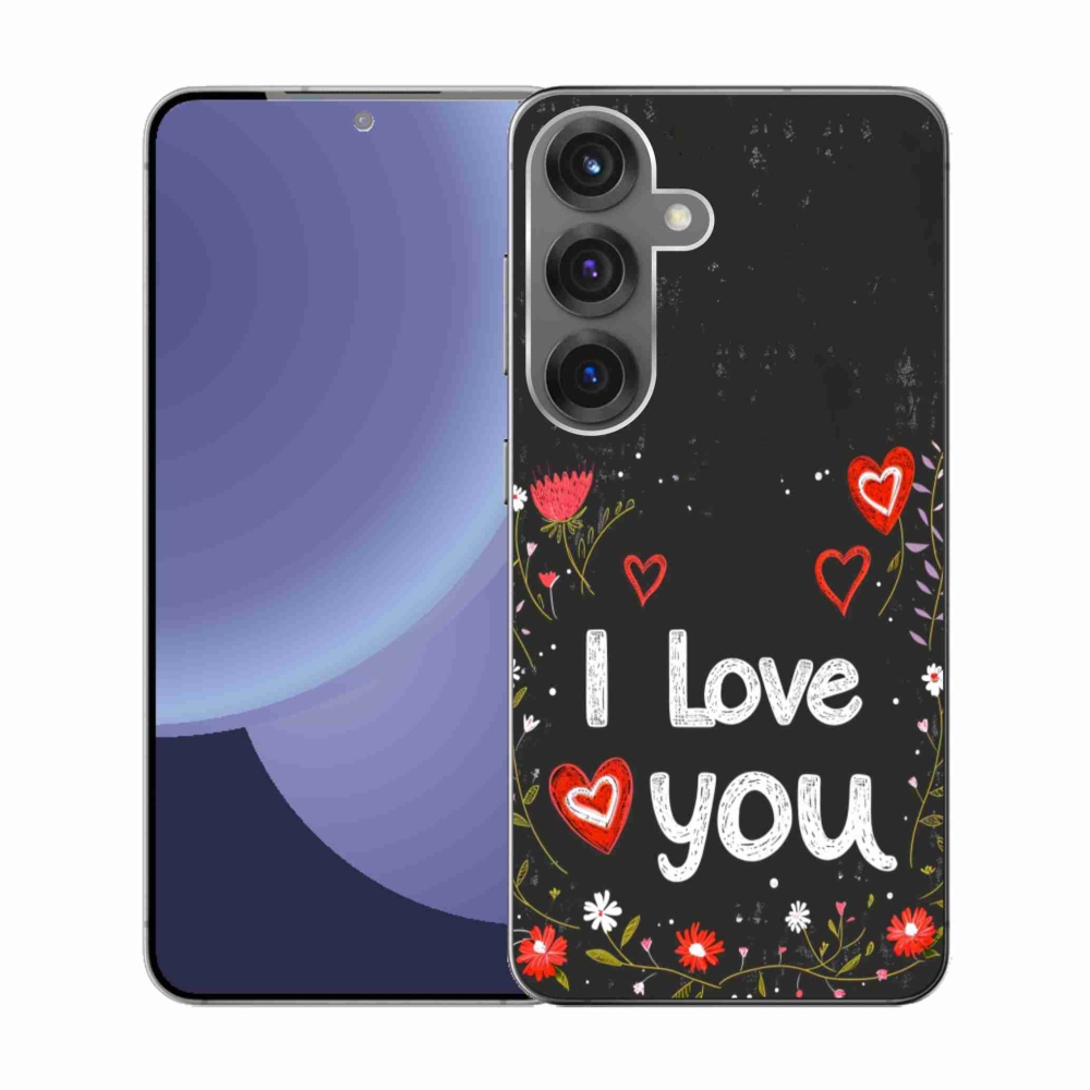 Gél borítás mmCase Samsung Galaxy S25 - I love you fekete háttérrel