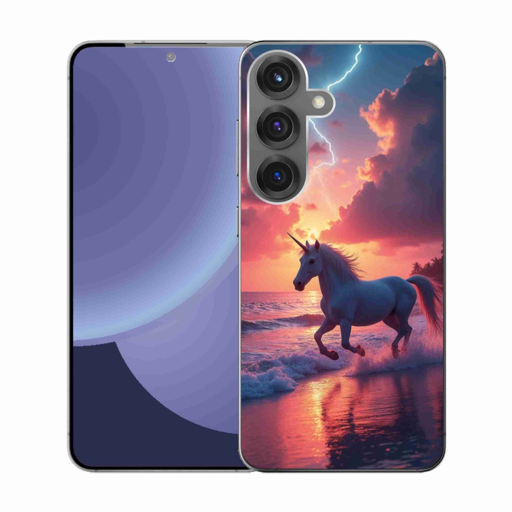 Gél borítás mmCase Samsung Galaxy S25 készülékhez - egyszarvú a tengerparton