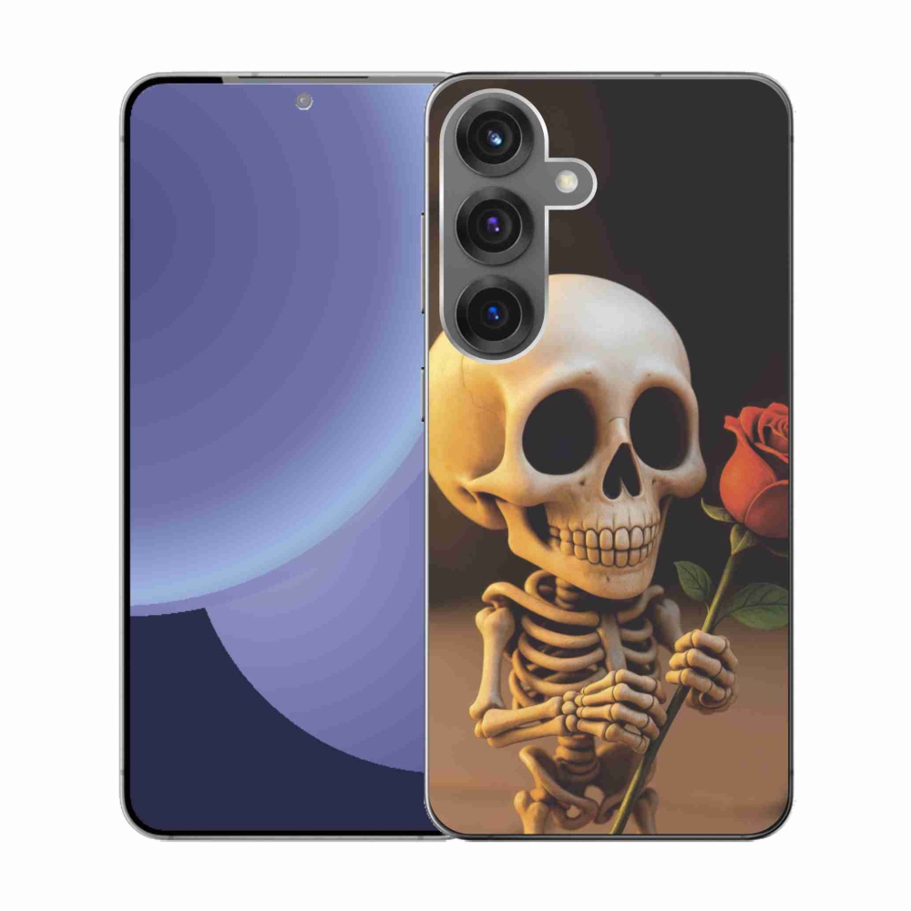 Gél borítás mmCase Samsung Galaxy S25 készülékhez - csontváz rózsával