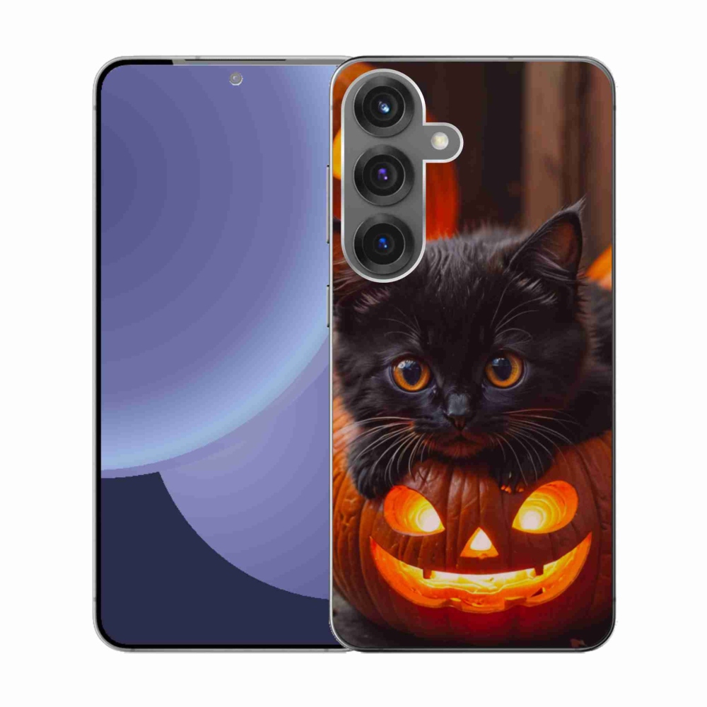 Gél borítás mmCase Samsung Galaxy S25 készülékhez - cica és sütőtök