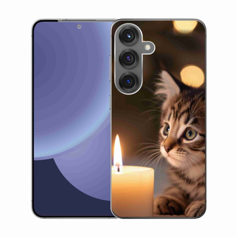 Gél borítás mmCase Samsung Galaxy S25 készülékhez - cica és gyertya