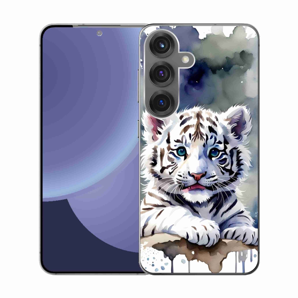 Gél borítás mmCase Samsung Galaxy S25 készülékhez - fehér tigriskölyök