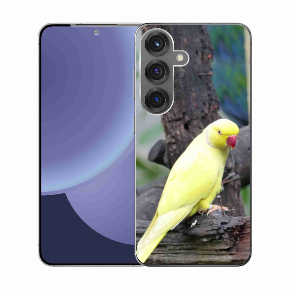 Zselés borítás mmCase Samsung Galaxy S25 készülékhez - papagáj alexander sárga
