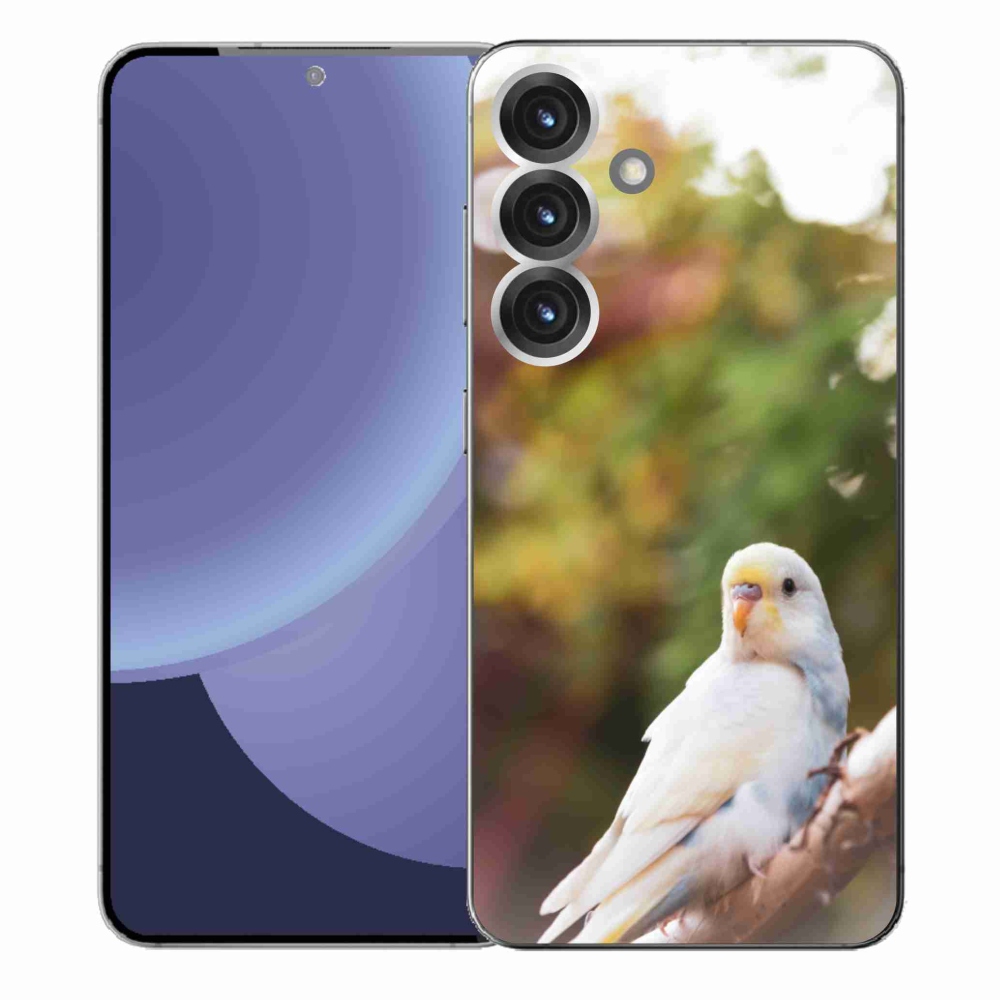 Zselés borítás mmCase Samsung Galaxy S25+ - papagáj andulka fehér