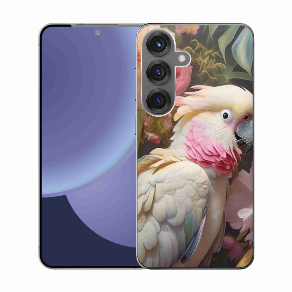 Zselés borítás mmCase Samsung Galaxy S25 készülékhez - papagáj kakadu rózsaszín 2