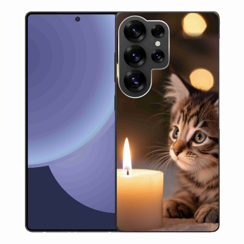 Gél borítás mmCase Samsung Galaxy S25 Ultra készülékhez - cica és gyertya
