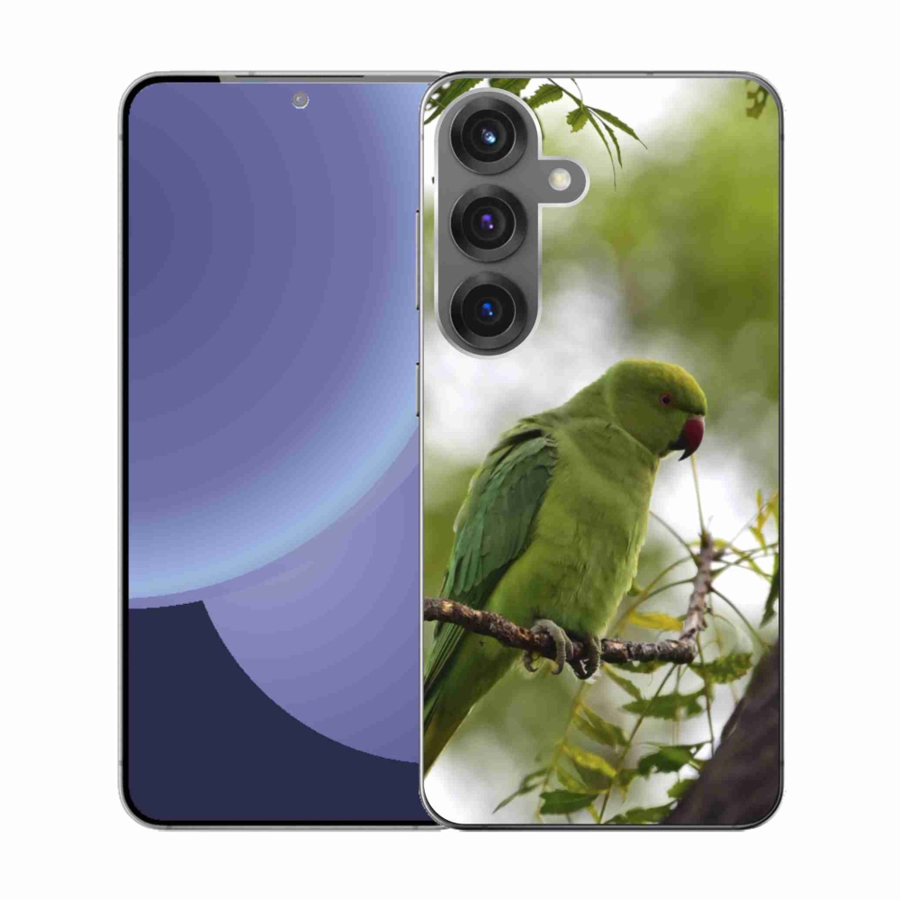 Zselés borítás mmCase Samsung Galaxy S25 készülékhez - zöld papagáj